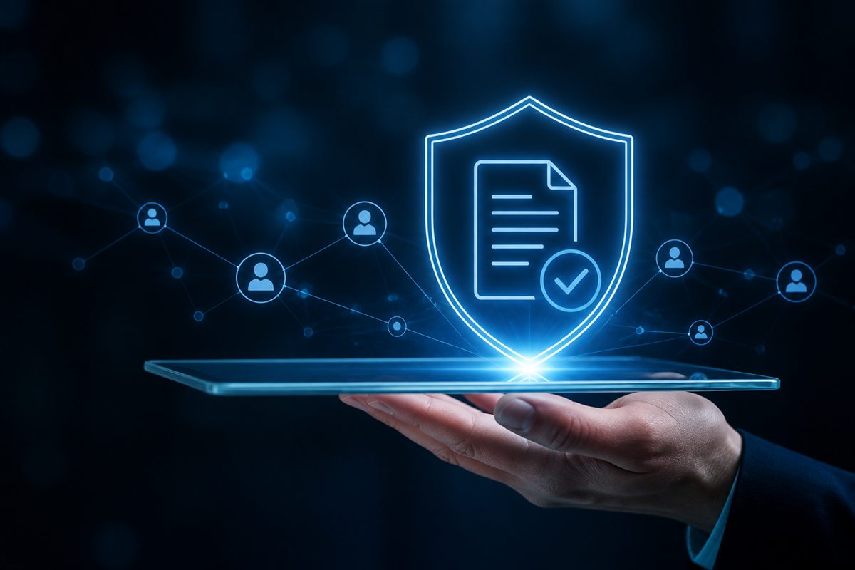 Concepto visual de seguridad, documentos y gobernanza